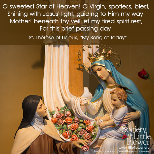 Sculpture of St. Therese with Our Lady and the Infant Jesus.