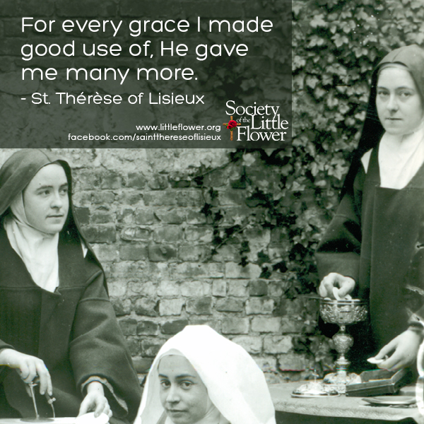 Detail of photo of St. Therese, acting as Sacristan, preparing the host for Eucharist.