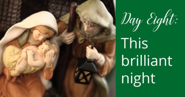 Sculpture of Mary and Joseph, fleeing in the night.