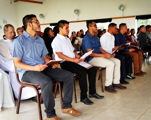 Five young men waiting to be professed as a Carmelite.