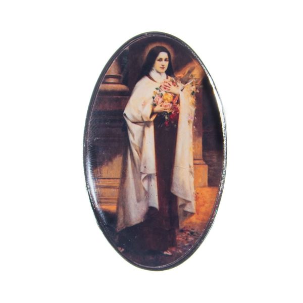 St. Therese enamel car visor clip