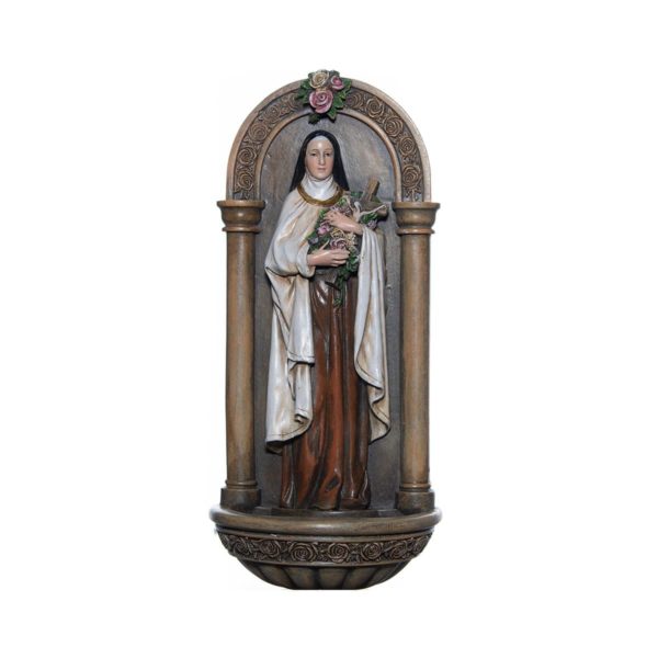 St. Therese Statue with Holy Water Font