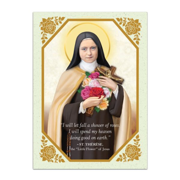 St. Therese image with a quote from her writings