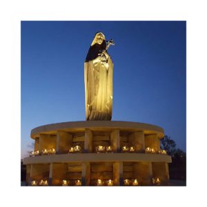 St. Therese statue and prayer grotto at National Shrine of St. Therese