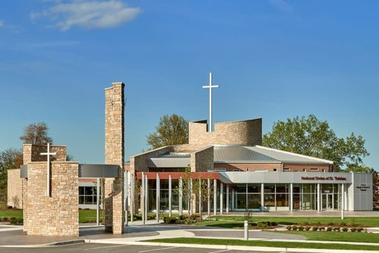 Photo of front of National Shrine of St. Therese