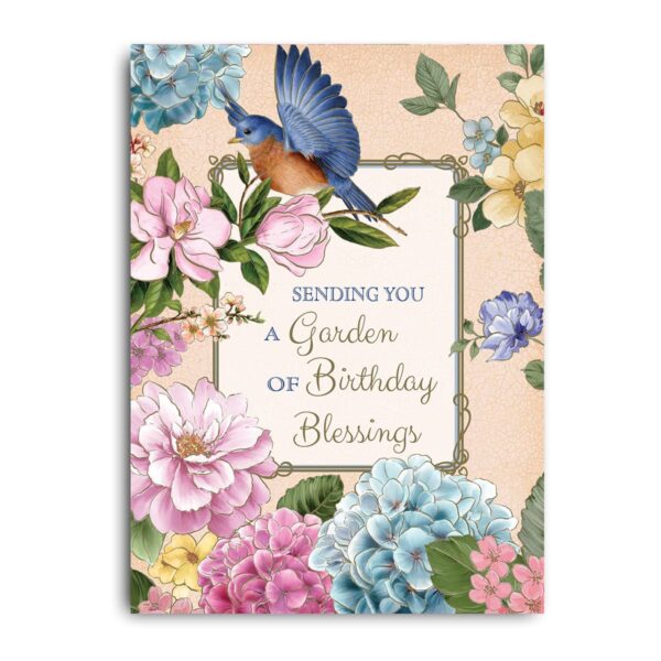 Blue bird with flowers