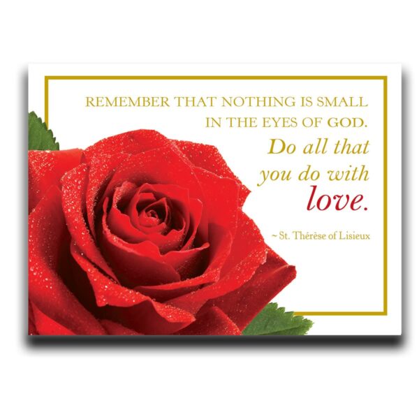 St Therese Quote and a Red Rose