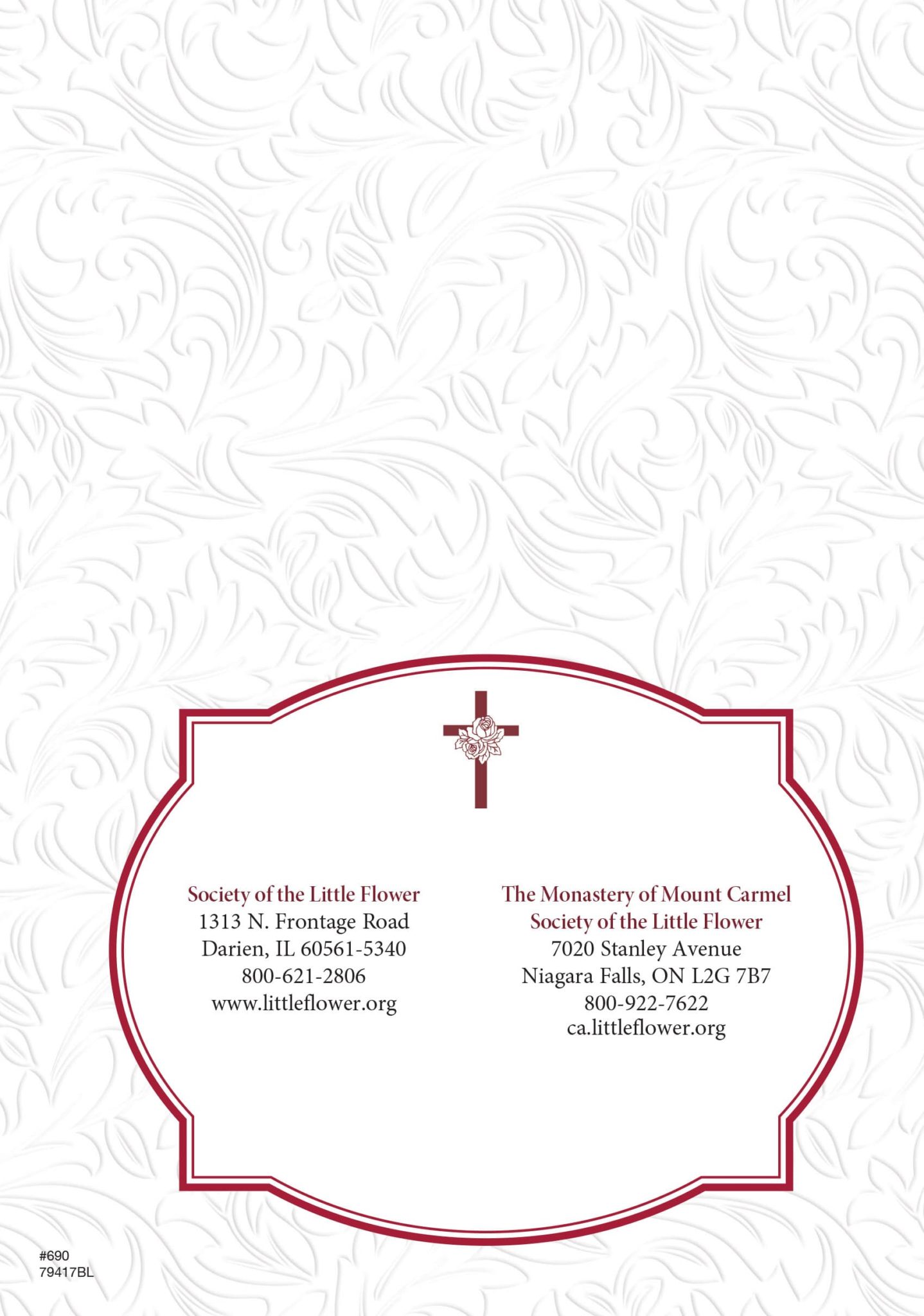 Memorial Mass Card - Society of the Little Flower - US