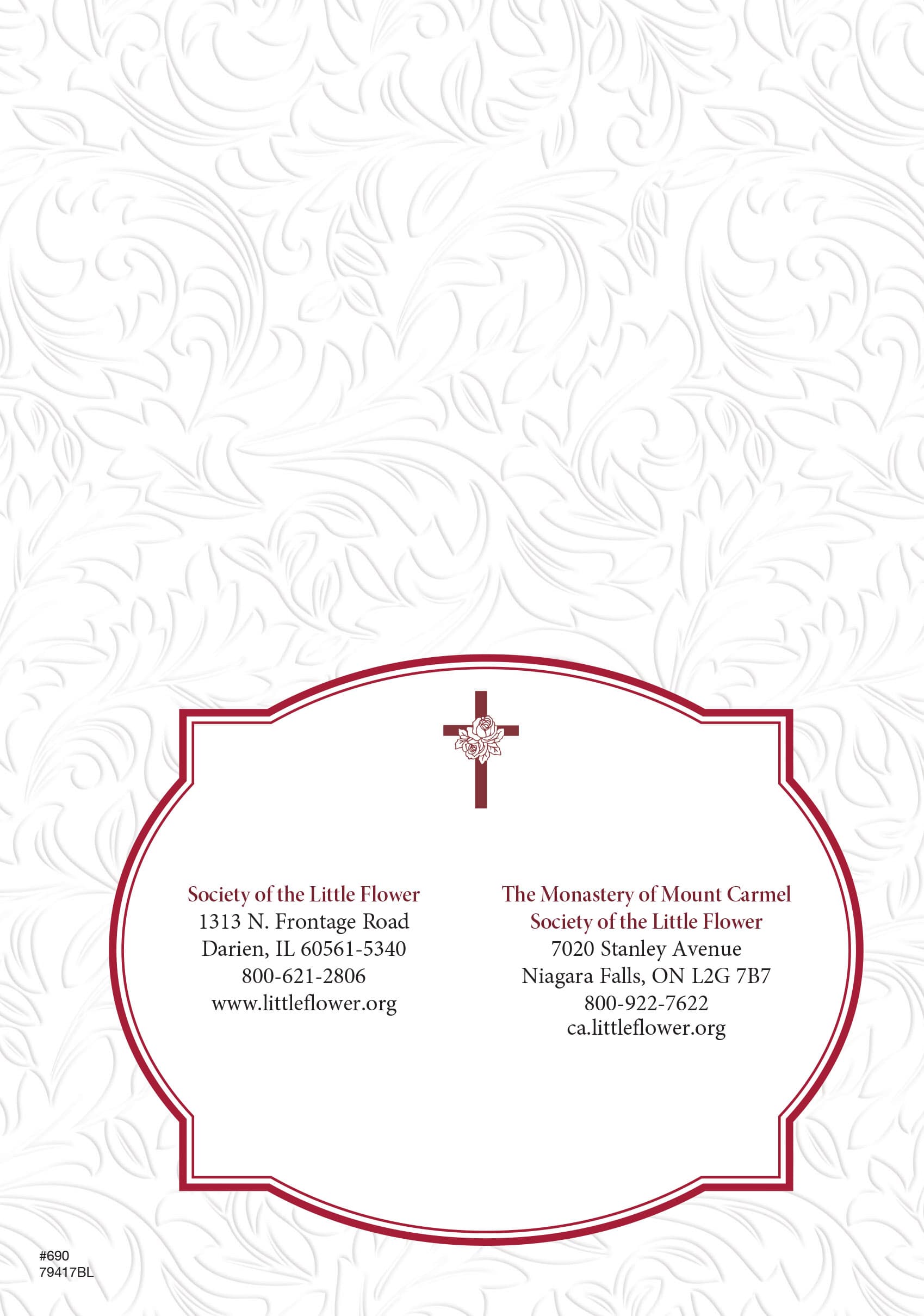 Memorial Mass Card - Society of the Little Flower - US