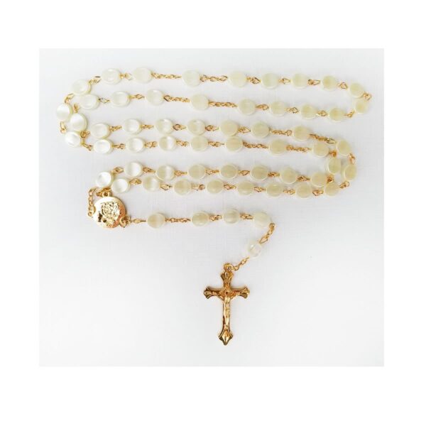 St. Therese Rosary with white pearl-like beads