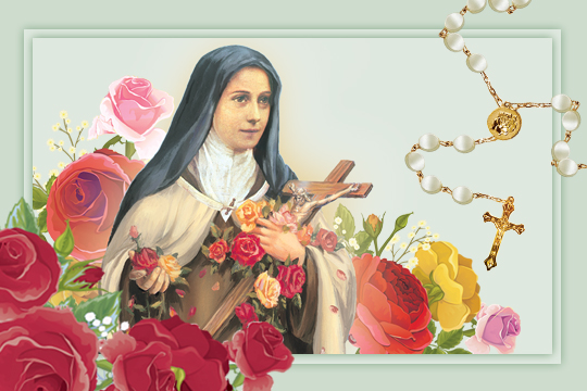 St. Therese and pearl rosary