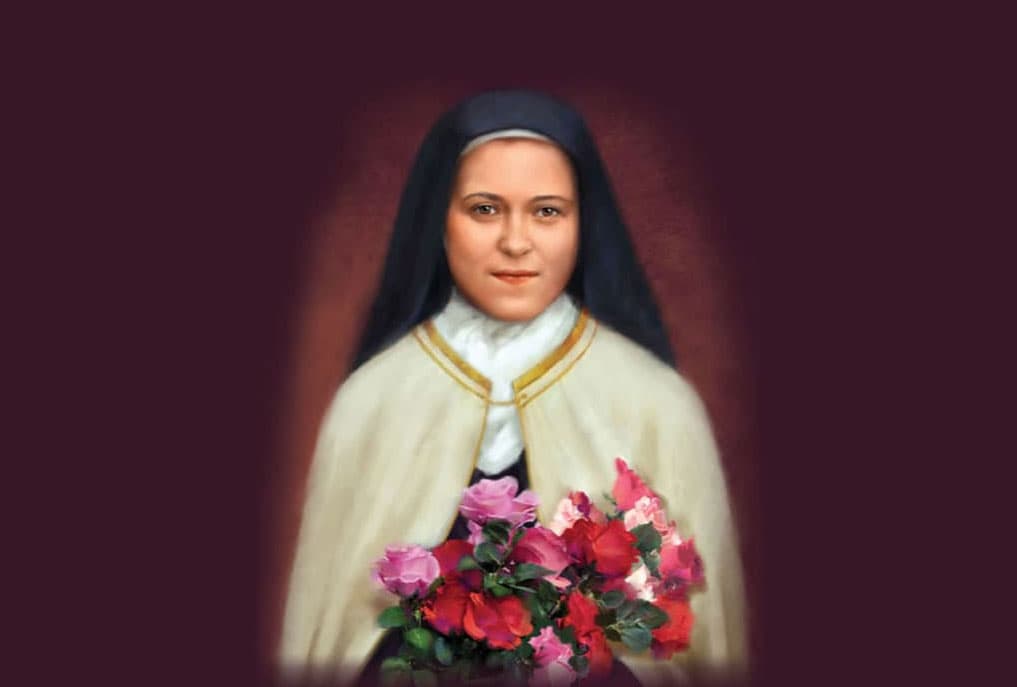 Painting of St. Therese holding roses