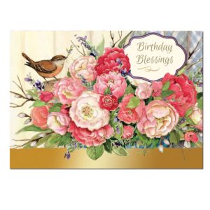 Brown Bird & Flowers Blessed Birthday #356 Cover