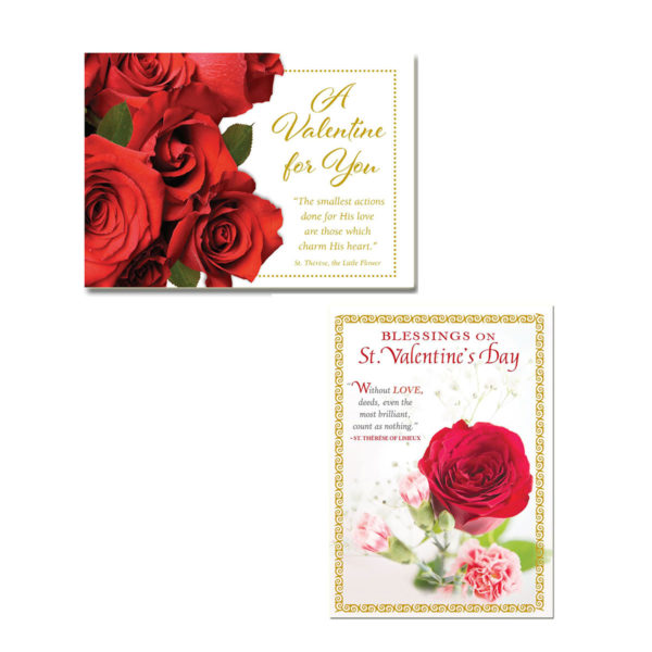 Red Roses Valentine card & Pink Roses Valentine's Day Blessings Card