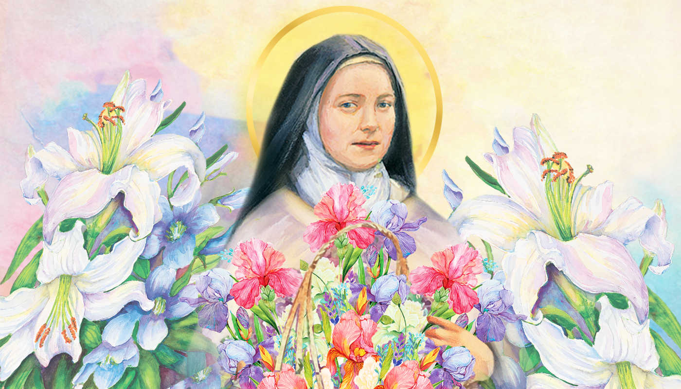 St. Therese With Easter lilies