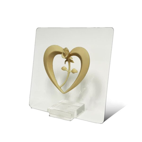 Off White Rose Heart Plaque With stand