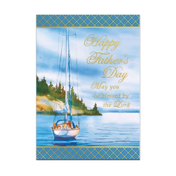 Sailing Boat on Blue water With Father's Day Writings