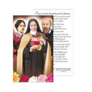 Image pf St. Therese and her parents with Feast Day prayer on the back