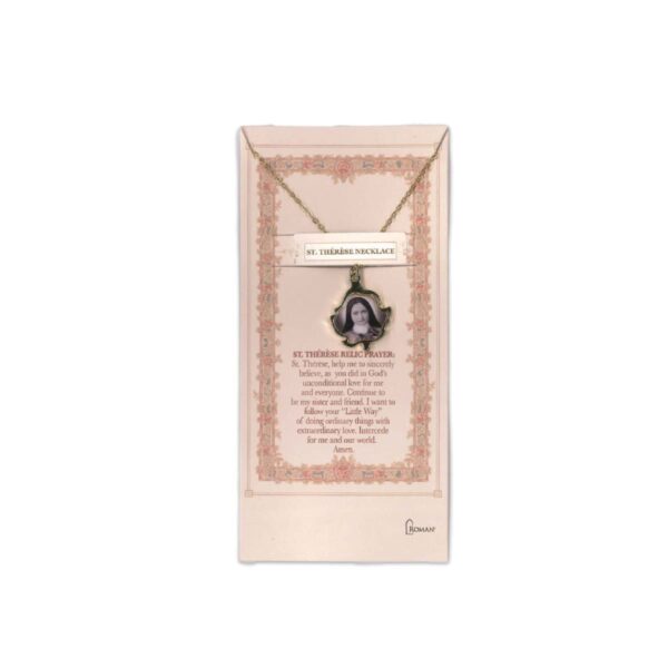 Gold Rosebud St Therese Necklace Back