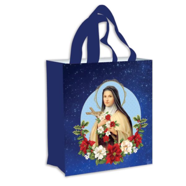 St. Therese Blue Tote bag with Christmas Flowers