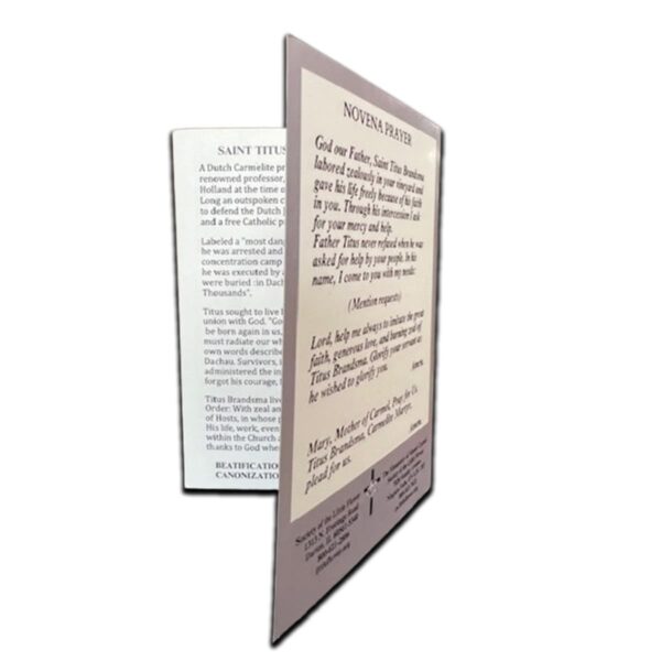 Back of Saint Titus novena prayer card