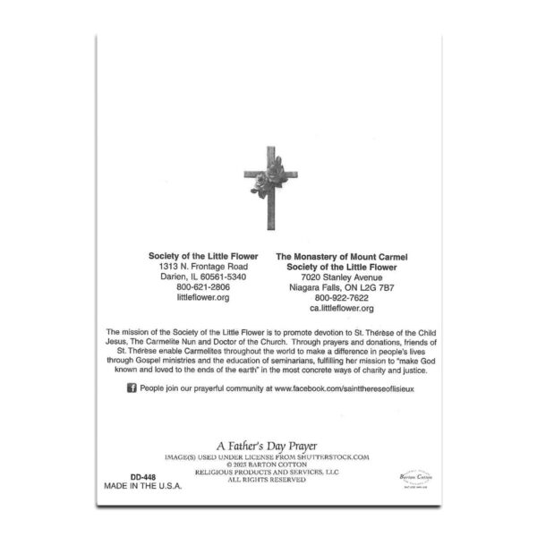 Back Cover of Father's day mass card