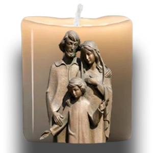 Holy family on candle