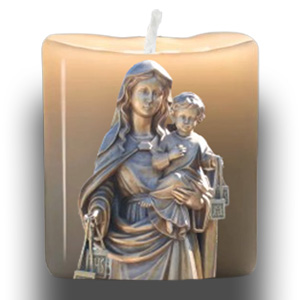 Our lady of mount Carmel on candle