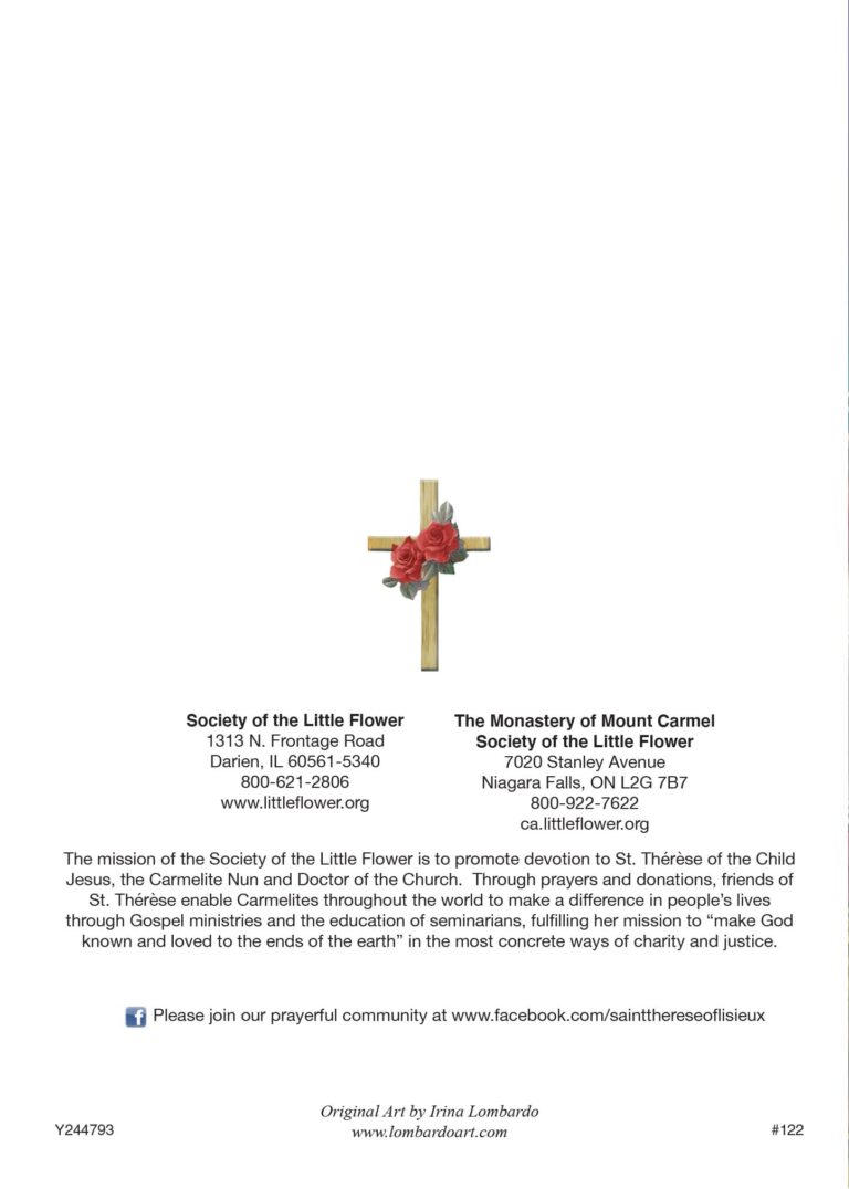 Back of Infant Jesus Christmas Card