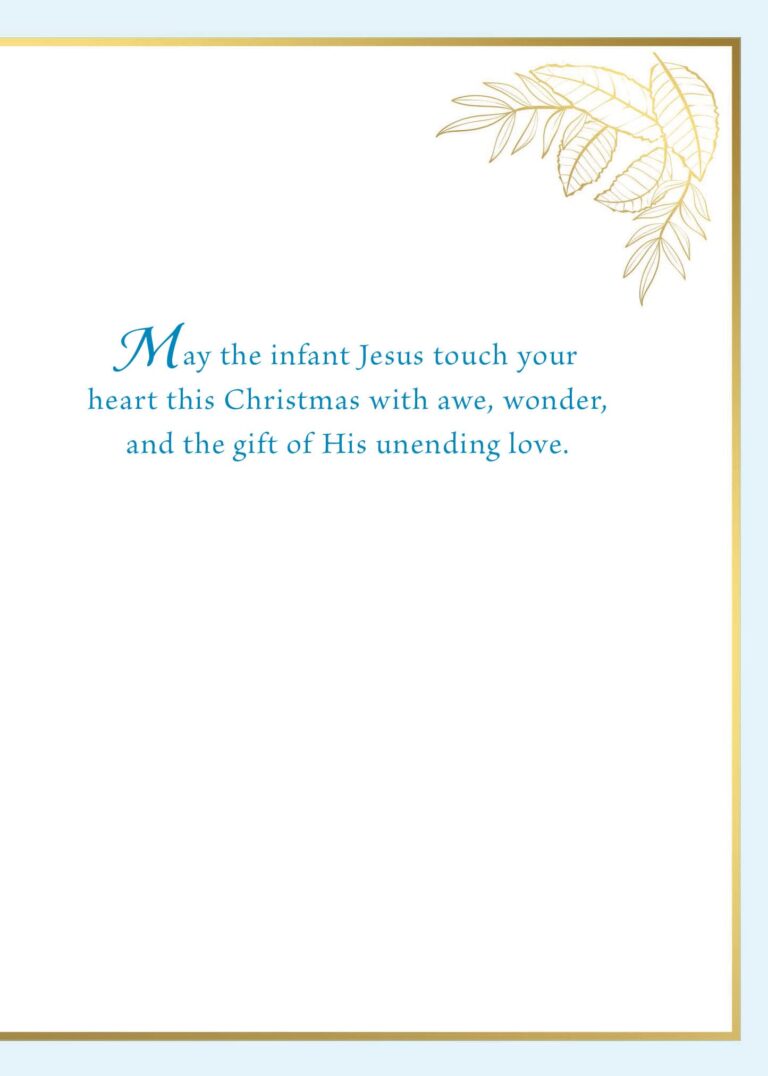 Infant Jesus Christmas Card page 3 with inscription: "May the infant Jesus touch your heart this Christmas with awe, wonder, and the gift of His unending love.