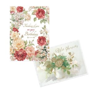 The front of Thinking of you on your Birthday and With sympathy cards