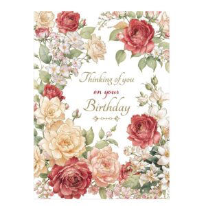 Thinking of you on your Birthday Card# 354 front with flowers