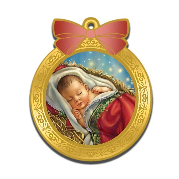 Baby Jesus Gold Christmas Ornament