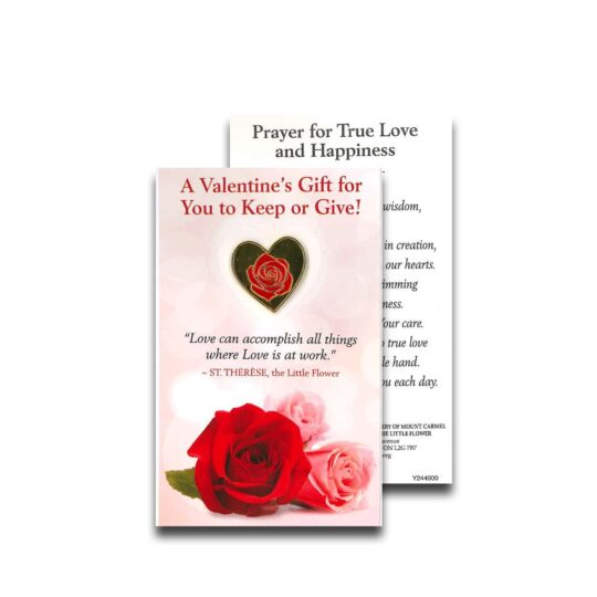St. Valentine's Day heart pin with prayer