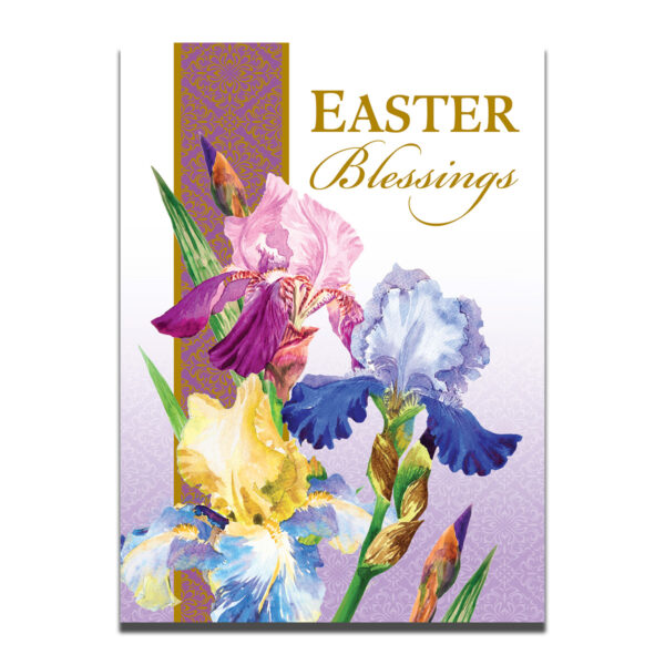 Easter Blessings Card with colorful orchid flowers 220