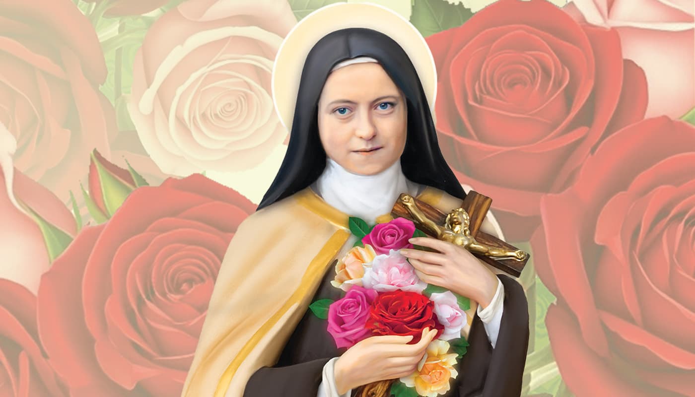 St. Therese with Flowers in Background