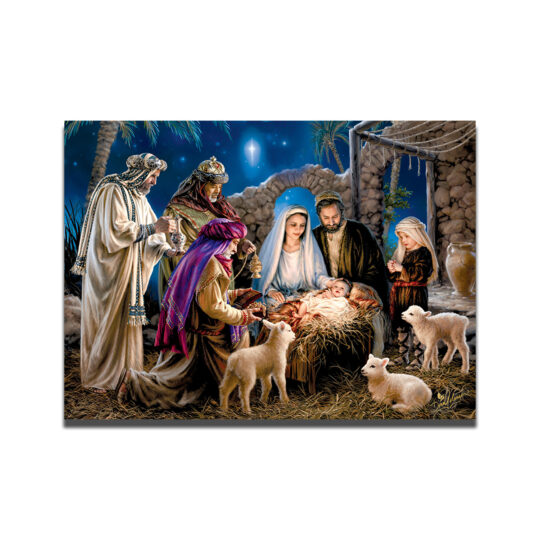 Wise Men Christmas Card Front with nativity scene