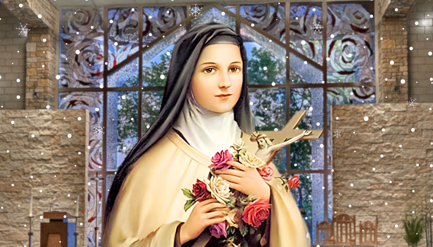 St Therese in National Shrine with snow